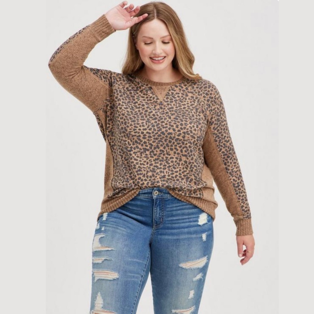 Torrid Brushed Waffle Crew Neck Raglan Sweatshirt Size 00 (Medium 10)